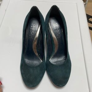 Geox Respira Dark Green Suede Block Heel Pumps – EU 38 / US 7.5